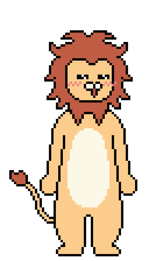 像素画_百格画_积木画_格子画_钻石画_拼豆豆_害羞的狮子