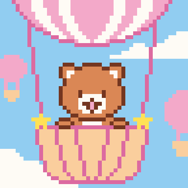 像素画_百格画_积木画_格子画_钻石画_拼豆豆_热气球小熊