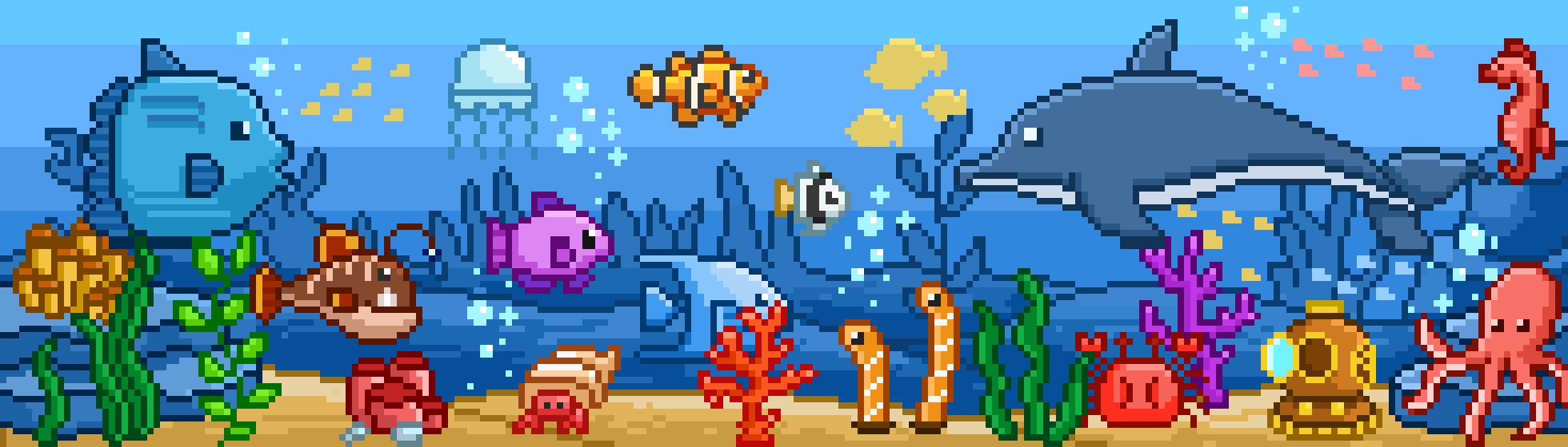 像素画_百格画_积木画_格子画_钻石画_拼豆豆_水族馆